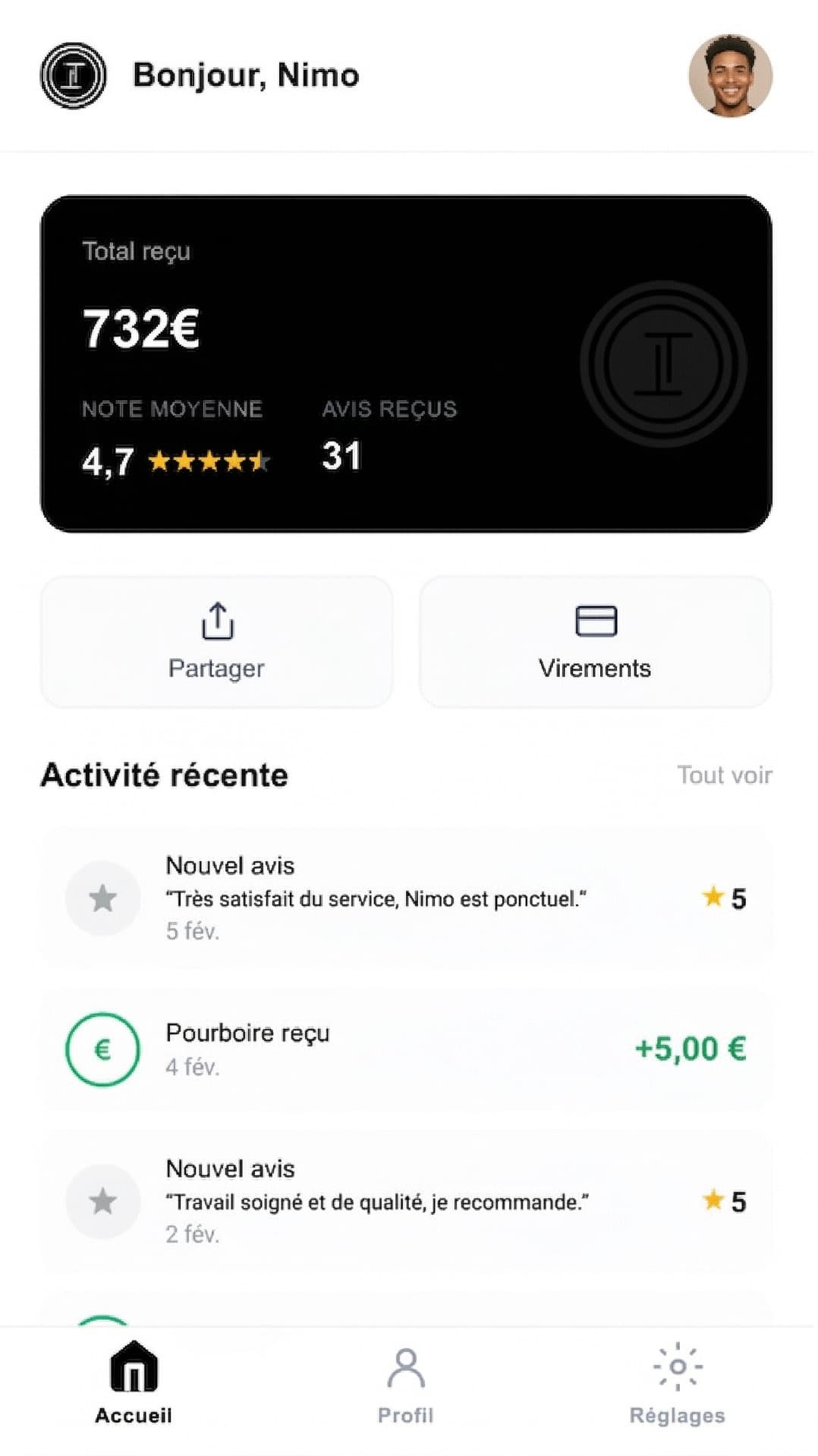 Dashboard — Nimo